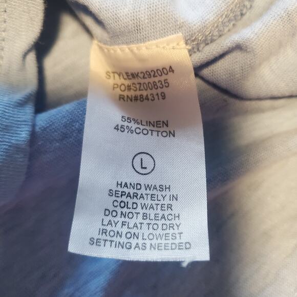 Cyrus Size L Linen / Cotton Blend Eyelet Trim Split Hem Tank Top Blue - Picture 6 of 8